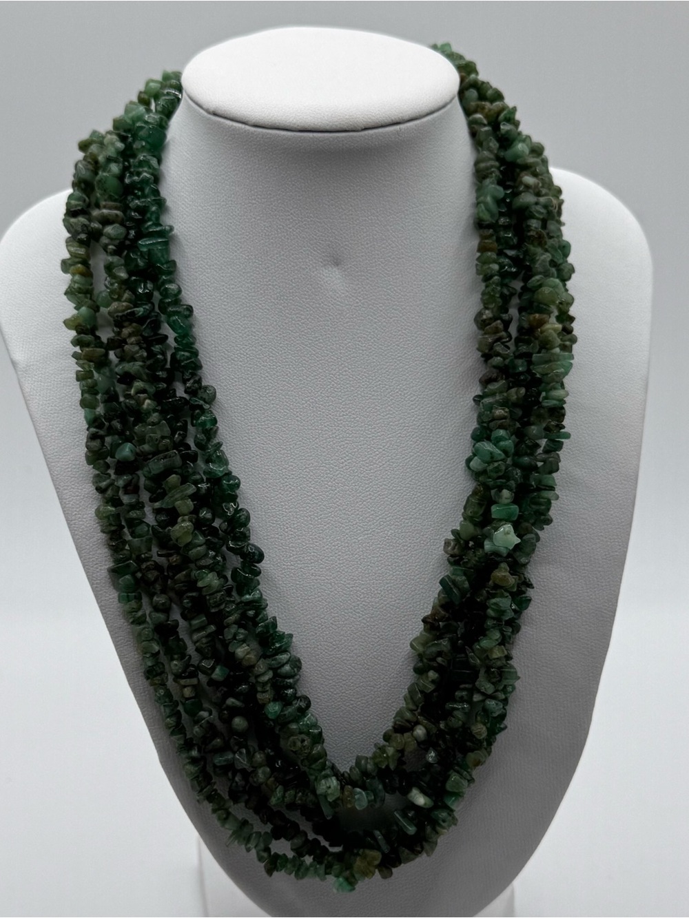 Set of 3 Multi-Strand Green Chip Necklace